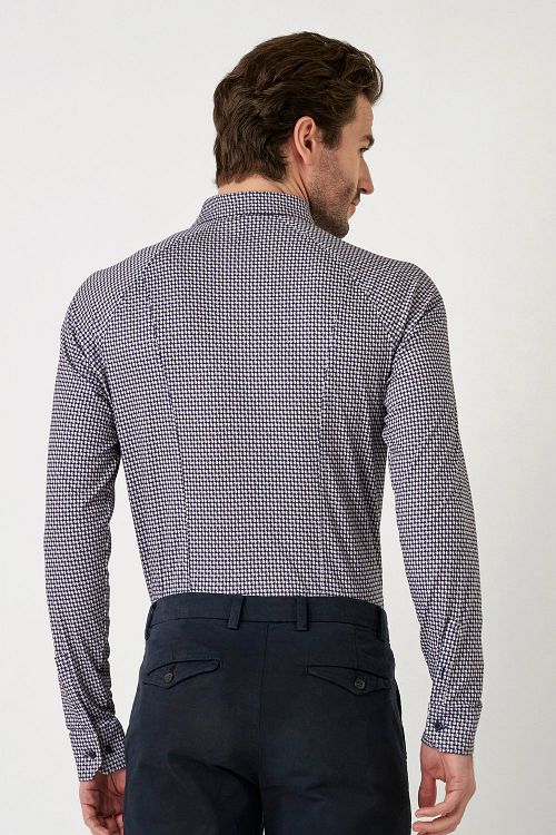 Desoto Skjorte Tidløs Eleganse Trykk Mørkeblå Model / Achterkant