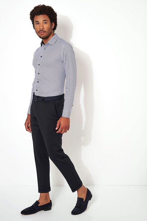 Desoto Skjorte Trykk Blå Model / Zijkant