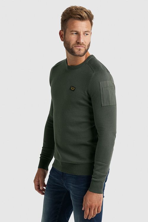 PME Legend Buckley Pullover Olivgrün Model / Zijkant