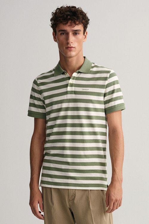 Gant Polo Randig Grön Model / Voorkant