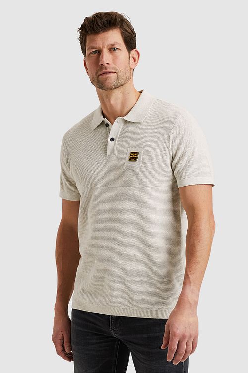 PME Legend Poloshirt Strikket Ecru Model / Voorkant