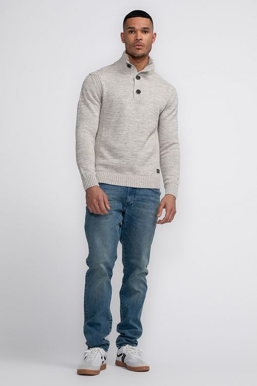 Petrol Mocker Trøje Melange Lysegrå Model / Voorkant