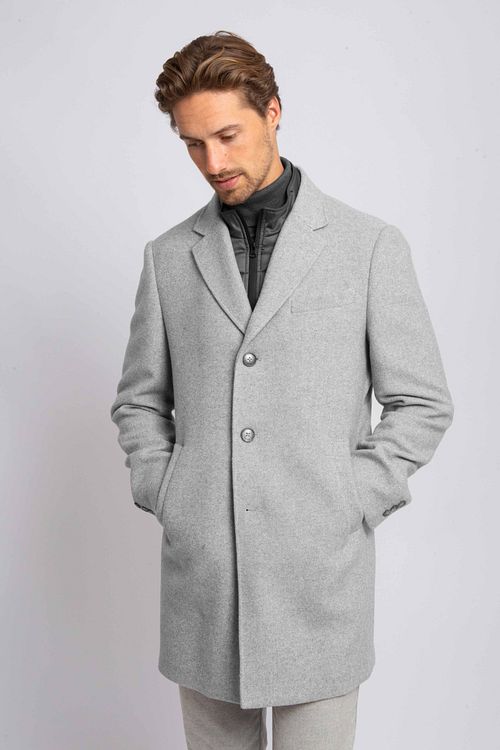 Suitable Coat Wolle Twill Grau Model / Voorkant