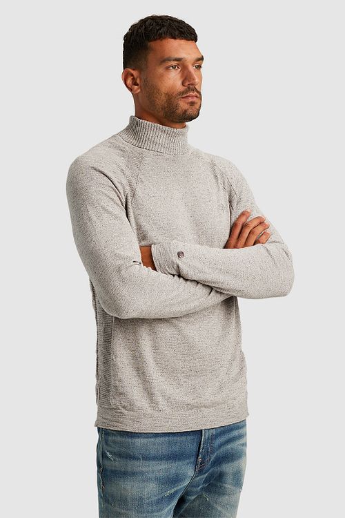 Cast Iron Rollkragenpullover Melange Grau Model / Achterkant