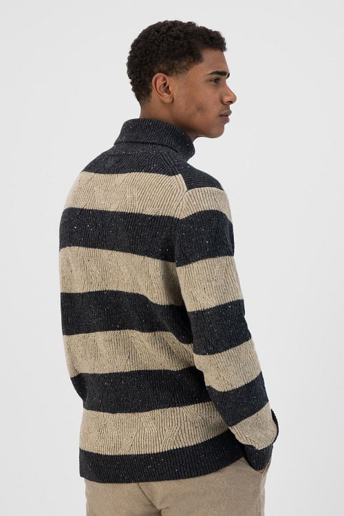 Dstrezzed Turtleneck Wool Mix Stripe Anthracite Model / Achterkant