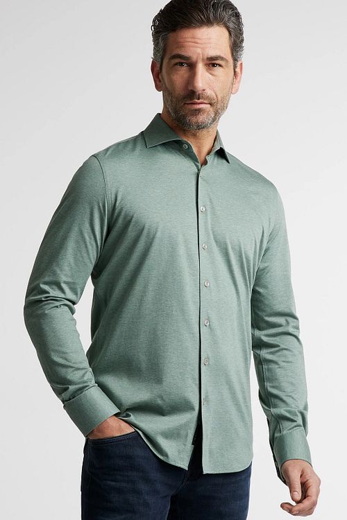 Vanguard Overhemd Pique Melange Groen Model / Voorkant