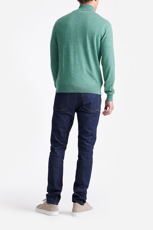 King Essentials The Michael Half Zip Pull Merino Groen Model / Achterkant