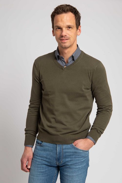 Suitable Respect Vinir Pullover Olivgrön Model / Voorkant