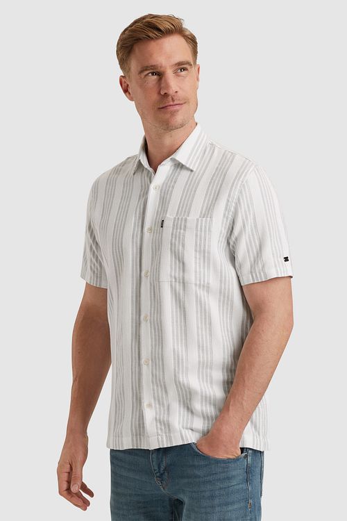 Vanguard Kortermet Skjorte Dobby Stripe Grønn Model / Zijkant