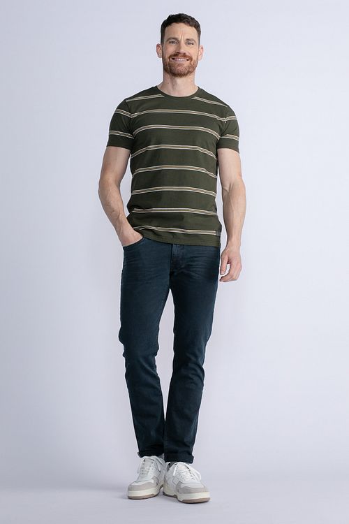 Petrol T-Shirt Rugby Gestreift Dunkelgrün Model / Voorkant