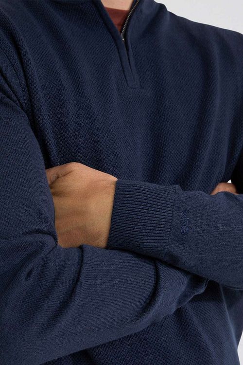 Jersey Half Zip McGregor en mezcla de merino azul marino Model / Detail