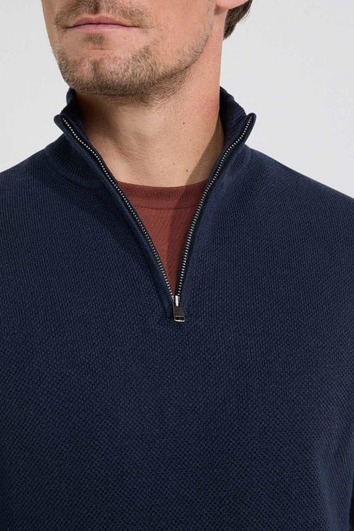 Jersey Half Zip McGregor en mezcla de merino azul marino Model / Detail