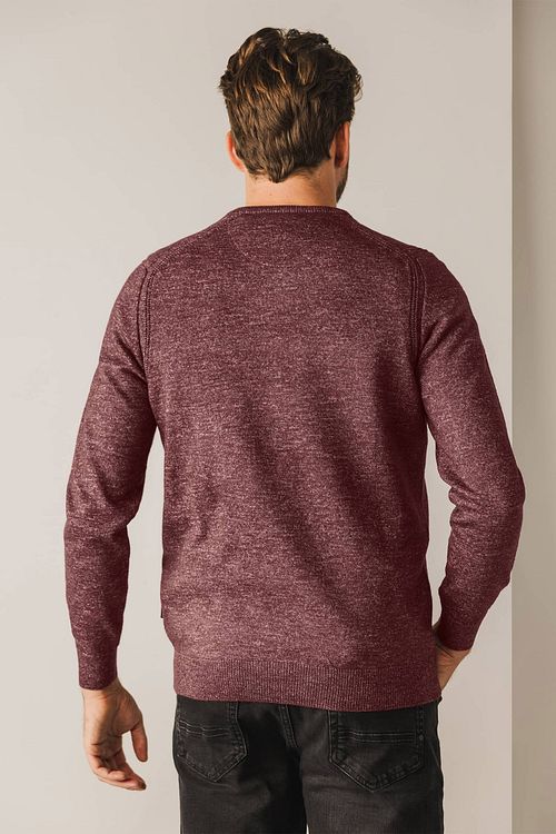 Jersey State of Art con cuello de pico en mélange burdeos Model / Achterkant