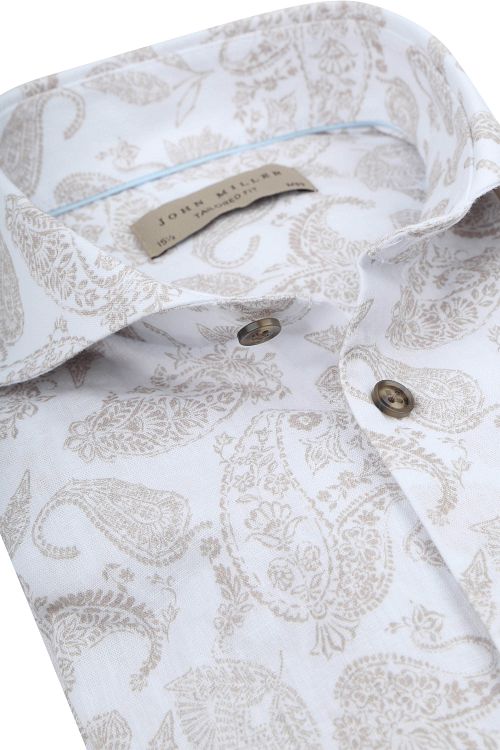 John Miller Skjorte i Lærredsblanding med Paisley Print Beige Product / Detail