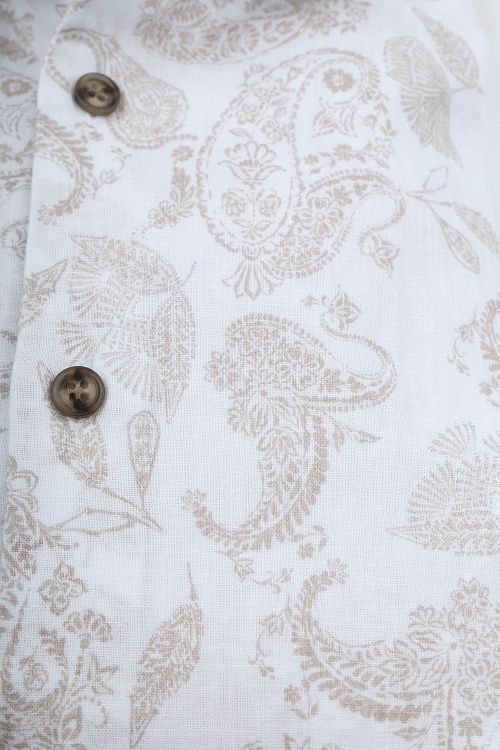 John Miller Skjorte i Hørblanding med Paisley Print Beige Product / Detail