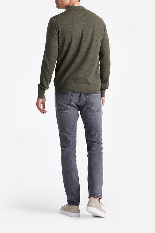 King Essentials The Robert Long Sleeve Poloshirt Merino Army Groen Model / Achterkant
