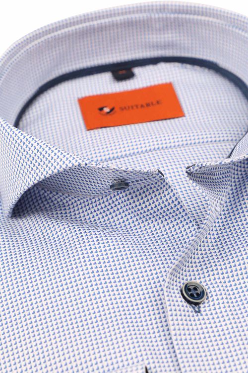 Suitable Twill Hemd Print Lichtblauw Product / Detail