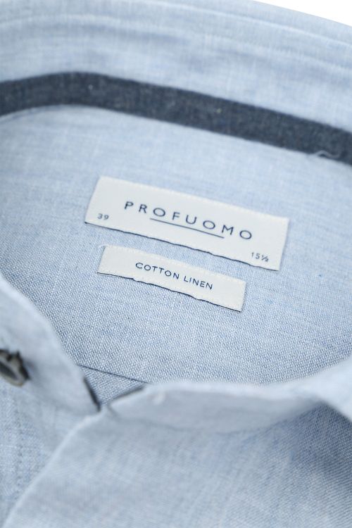 Profuomo Overhemd Linnen Blend Lichtblauw Product / Detail