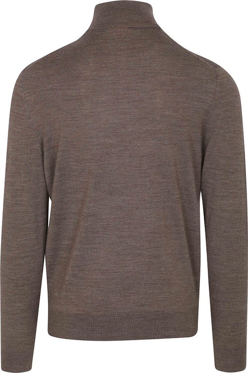 Suitable Pull Col Roulé Merino Mélanger Taupe Product / Achterkant