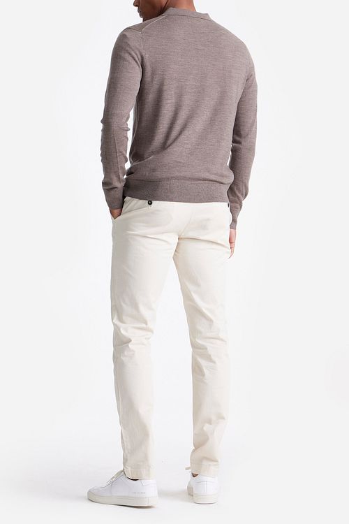 King Essentials The Robert Long Sleeve Polo Merino Marron Model / Achterkant