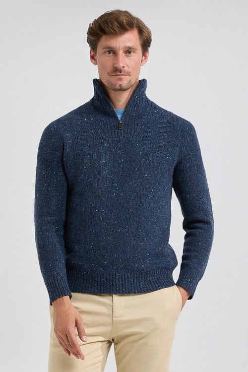 McGregor Half Zip Trui Merinowol Navy Model / Voorkant