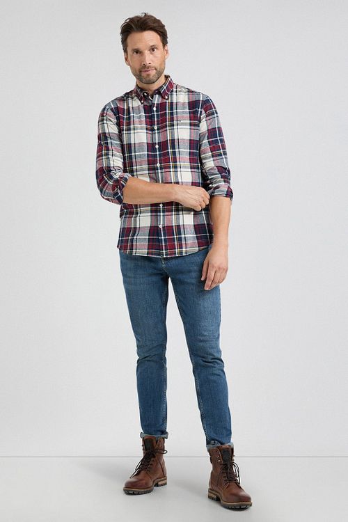 McGregor Hemd Herringbone Karos Rot Blau Model / Voorkant