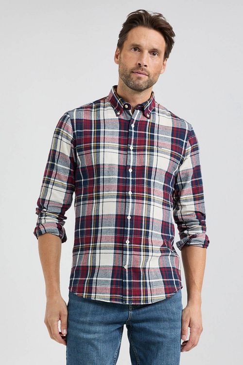 McGregor Hemd Herringbone Ruit Rood Blauw Model / Voorkant