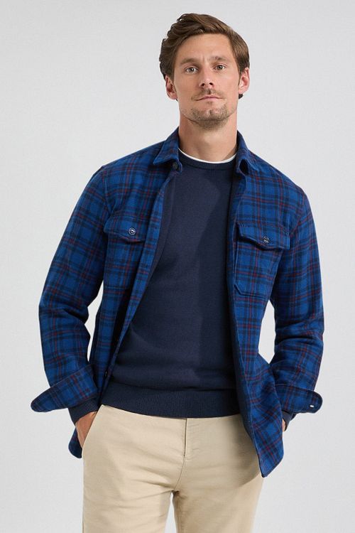 McGregor Overshirt w kratę tartan, granatowy Model / Voorkant