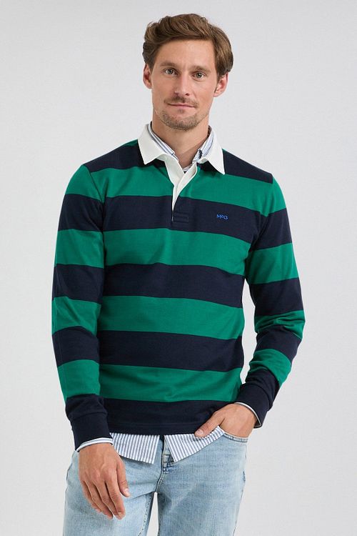 McGregor Rugbyshirt Streifen Navy Grün Model / Voorkant