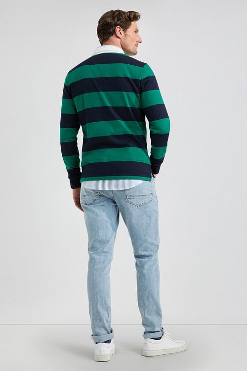 McGregor Rugbyshirt Streifen Navy Grün Model / Achterkant
