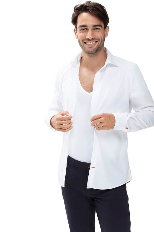 Mey Dry Cotton T-Shirt z dekoltem w serek Biały Model / Sfeerbeeld