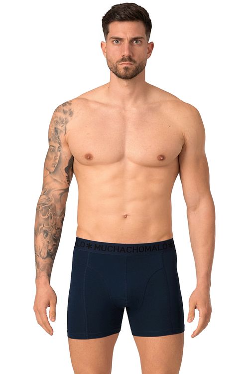 Muchachomalo Boxershorts i mikrofiber, 2-pack, Svart Marinblå Model / Voorkant
