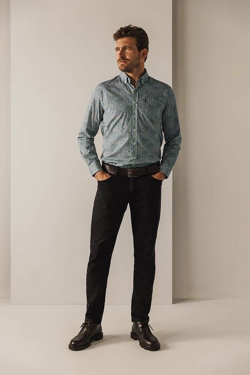 State of Art Chemise Poplin Impression Vert Model / Voorkant