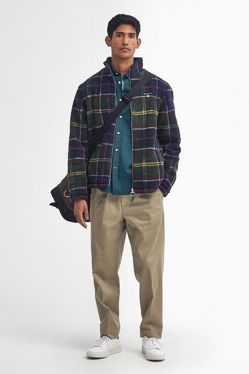 Barbour Tartan Sherpa Fleece Cardigan Multicolour Model / Voorkant