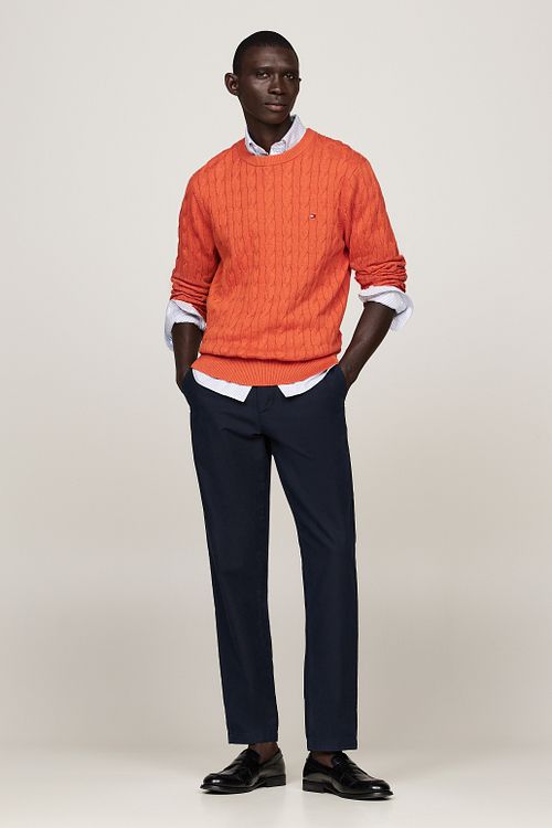Jersey de punto trenzado Tommy Hilfiger en naranja Model / Voorkant