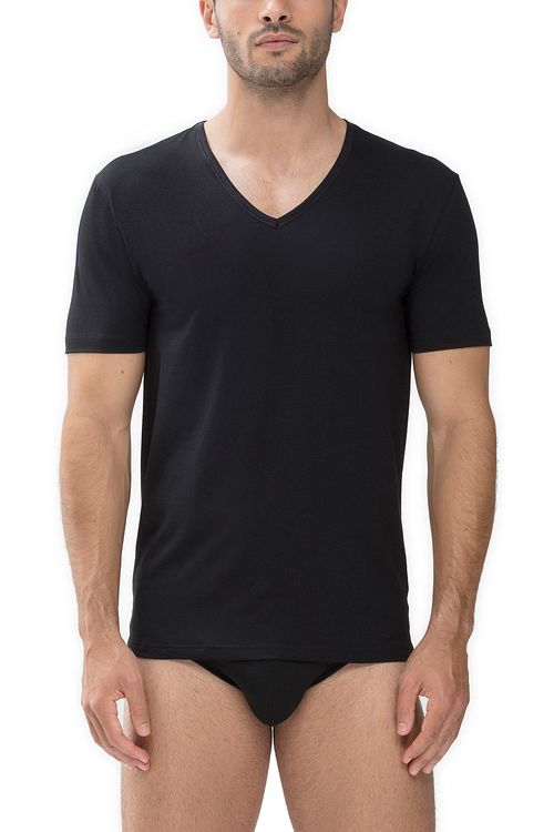 Mey Camiseta de cuello de pico Dry Cotton negra pack de 2 Model / Voorkant