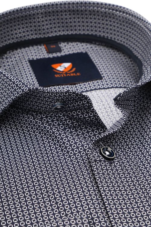 Suitable Koszula Twill Print granatowa Product / Detail