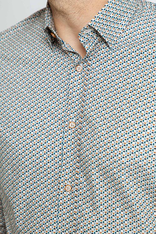Koszula Suitable z nadrukiem, niebieska Model / Detail