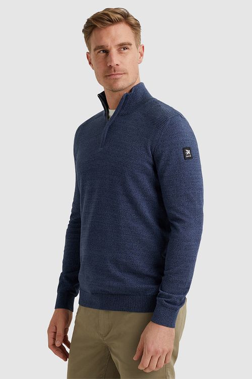 Vanguard sweter z półzamkiem melange w kolorze ciemnogranatowym Model / Voorkant