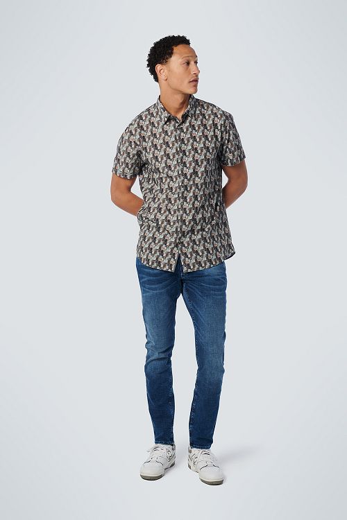 Camisa de manga corta No Excess con estampado en verde Model / Voorkant