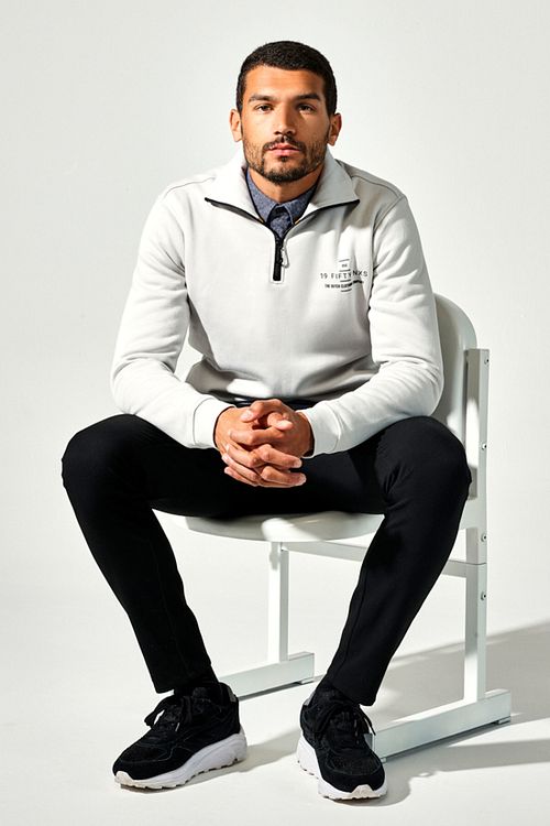 No Excess Half Zip Trøje Beige Model / Voorkant