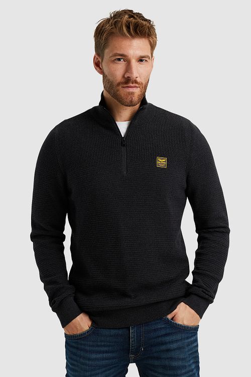 PME Legend Pull Half Zip Mouliné Noir Model / Voorkant