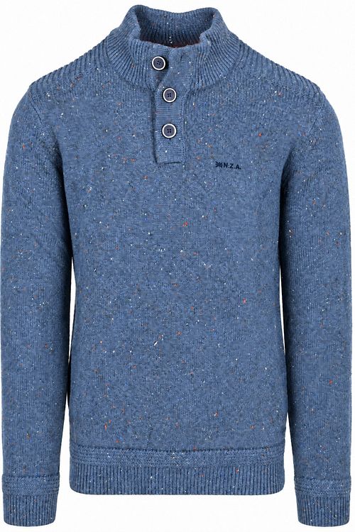 NZA Pullover Mocker Eltham Knit Melange Capri Blue