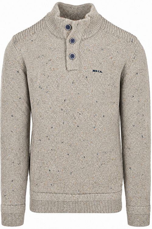 NZA Pullover Mocker Eltham Knit Melange Tan Sand