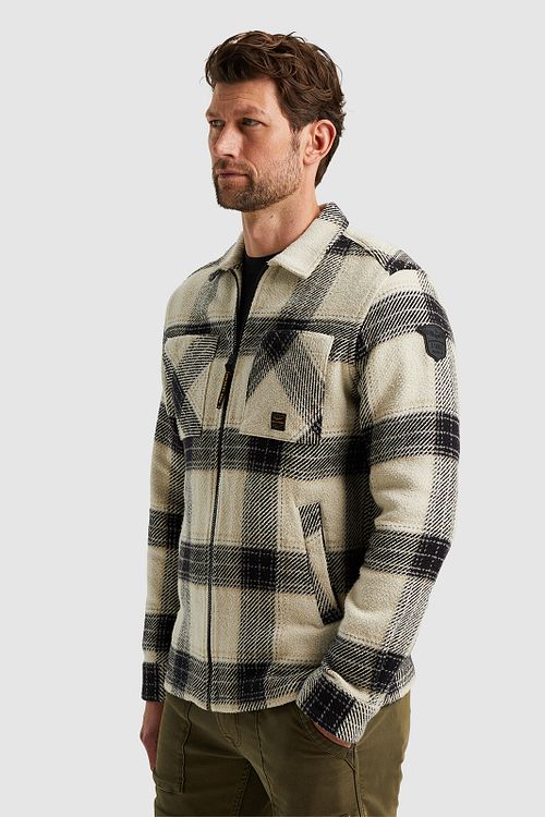 PME Legend Overshirt Heavy Yarn Ruter Krem Model / Zijkant