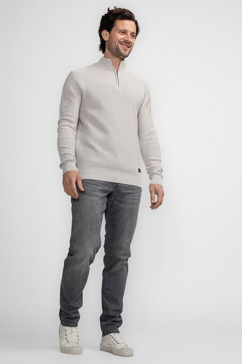 Petrol Half Zip Pullover Ecru Model / Voorkant