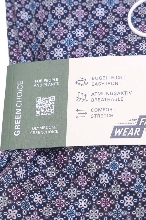 OLYMP Level 5 Overhemd Print Blauw Verpakking