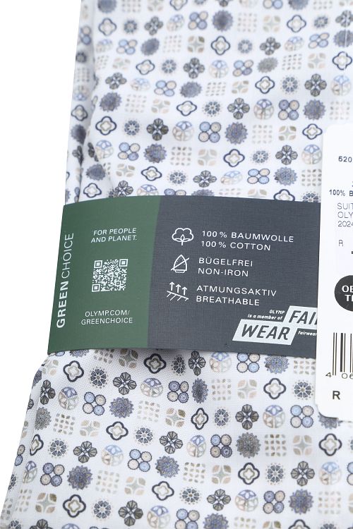 Olymp Luxor Skjorte Print Hvid Beige Product / Detail