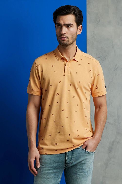Cast Iron Polo Shirt Apricot Oranje Model / Voorkant