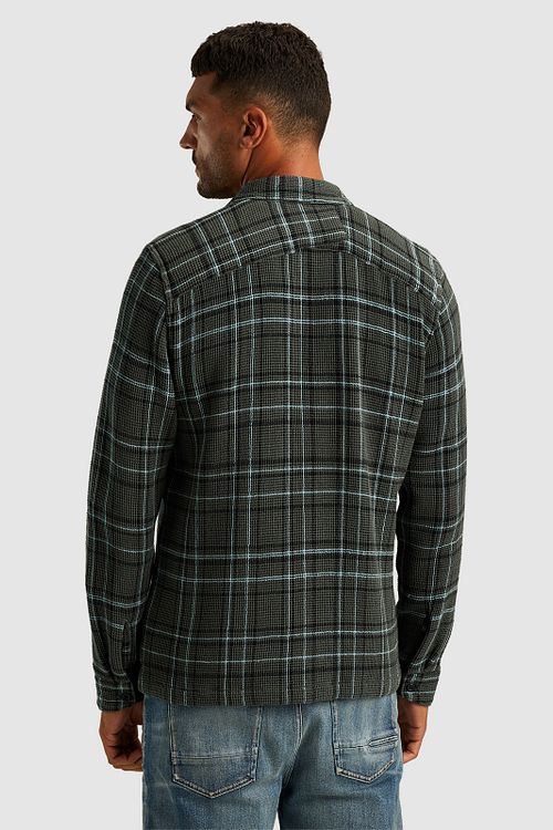 Overshirt a cuadros waffle verde Cast Iron Model / Achterkant